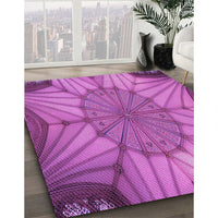 Patterned Bright Neon Pink Purple Rug, pat3976pur