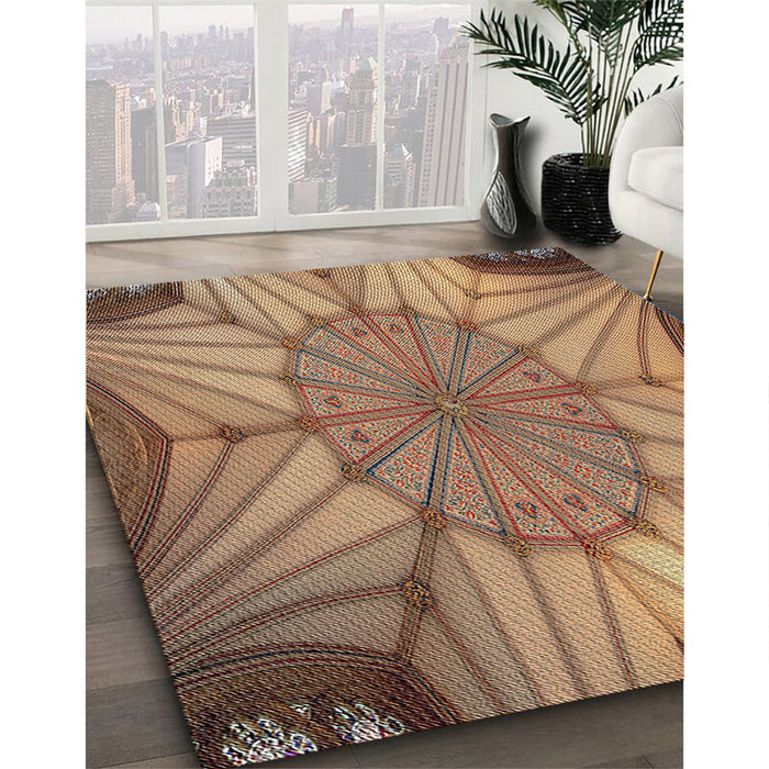 Machine Washable Transitional Dark Sienna Brown Rug in a Family Room, wshpat3976