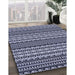 Patterned Night Blue Rug in Family Room, pat3977blu