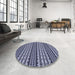 Round Patterned Night Blue Rug in a Office, pat3977blu