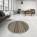 Round Patterned Midnight Gray Rug in a Office, pat3977brn