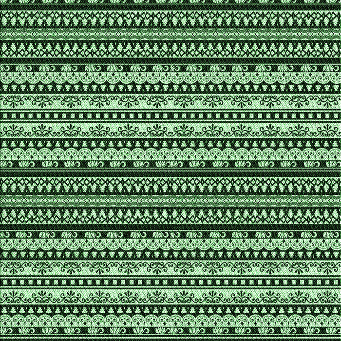 Machine Washable Transitional Light Green Rug, wshpat3977grn