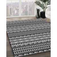 Patterned Charcoal Black Rug, pat3977gry