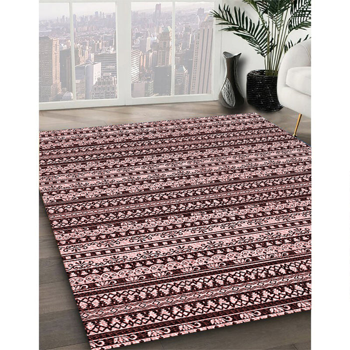 Patterned Rose Pink Rug in Family Room, pat3977rd