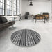 Round Patterned Mid Gray Novelty Rug in a Office, pat3977