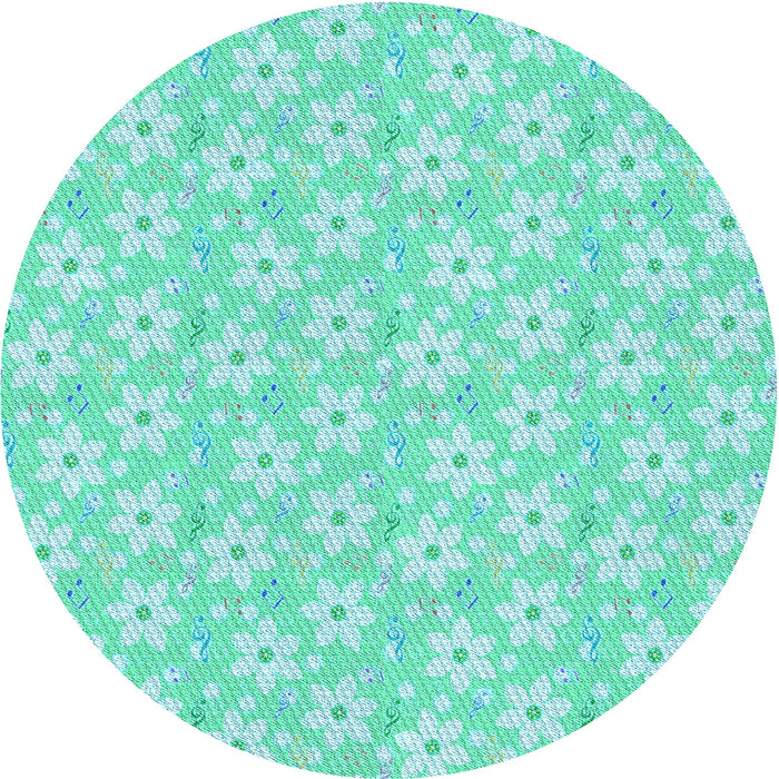 Square Patterned Turquoise Green Rug, pat3978lblu