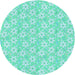 Square Patterned Turquoise Green Rug, pat3978lblu