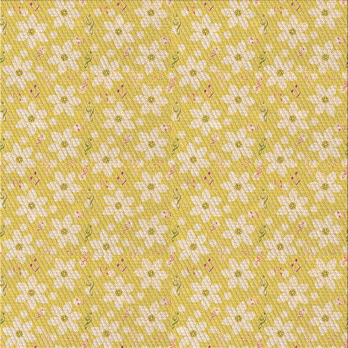 Round Patterned Yellow Rug, pat3978org