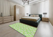 Machine Washable Transitional Tea Green Rug in a Bedroom, wshpat3978