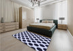 Patterned Midnight Blue Rug in a Bedroom, pat398blu