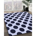 Patterned Midnight Blue Rug in Family Room, pat398blu