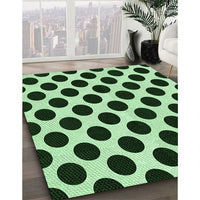 Patterned Dark Forest Green Rug, pat398grn