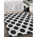 Patterned Charcoal Black Rug in Family Room, pat398gry