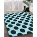 Machine Washable Transitional Deep Teal Green Rug in a Family Room, wshpat398lblu