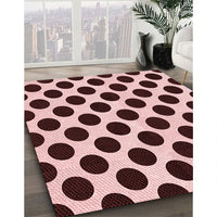 Patterned Deep Rose Pink Rug, pat398rd