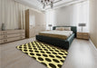 Patterned Red Rug in a Bedroom, pat398yw