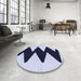 Round Patterned Blue Rug in a Office, pat3980blu