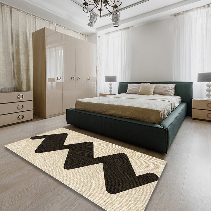 Patterned Vanilla Gold Rug in a Bedroom, pat3980brn