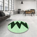 Round Patterned Medium Forest Green Rug in a Office, pat3980grn