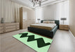 Patterned Medium Forest Green Rug in a Bedroom, pat3980grn