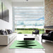 Square Patterned Medium Forest Green Rug in a Living Room, pat3980grn