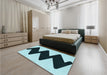 Patterned Medium Teal Green Rug in a Bedroom, pat3980lblu