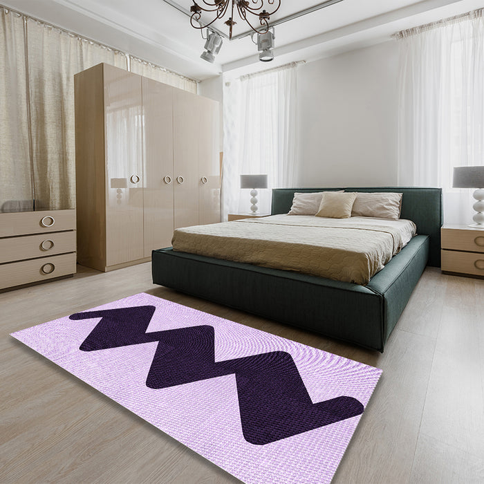 Patterned Blossom Pink Rug in a Bedroom, pat3980pur