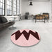 Round Patterned Light Red Pink Rug in a Office, pat3980rd