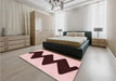 Patterned Light Red Pink Rug in a Bedroom, pat3980rd