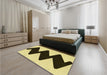 Patterned Mustard Yellow Rug in a Bedroom, pat3980yw