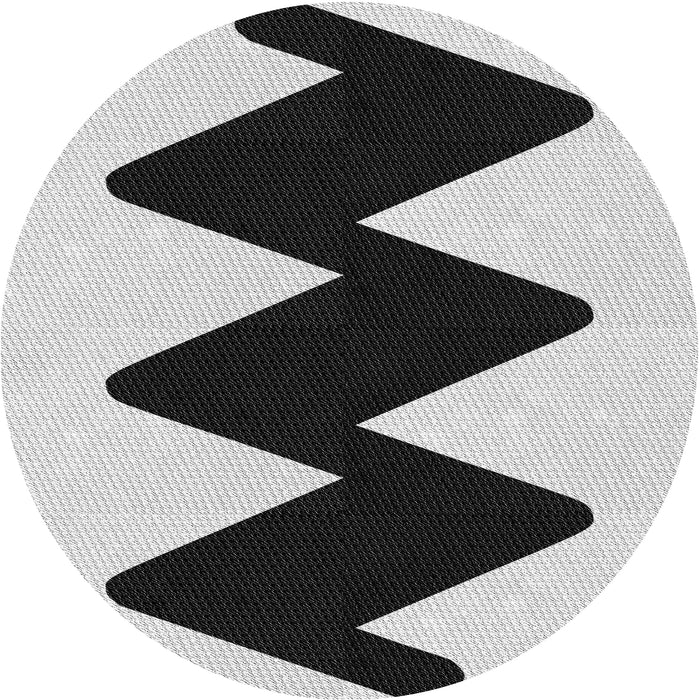 Sideview of Patterned Platinum Gray Novelty Rug, pat3980