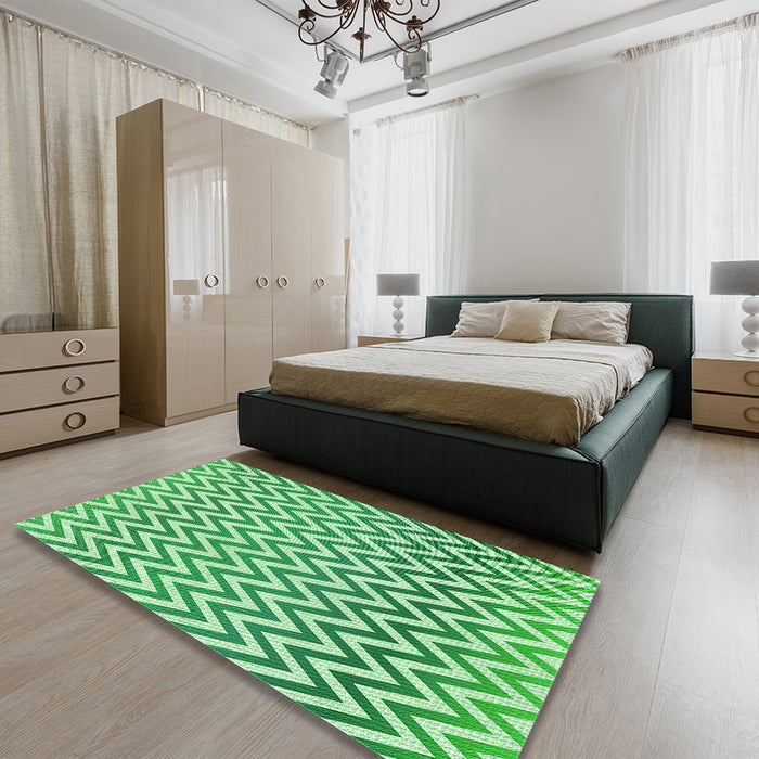 Patterned Green Rug in a Bedroom, pat3982grn
