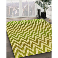 Patterned Dark Yellow Green Rug, pat3982yw