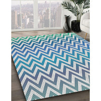 Patterned Steel Blue Novelty Rug, pat3982