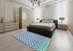 Machine Washable Transitional Steel Blue Rug in a Bedroom, wshpat3982