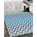 Patterned Steel Blue Novelty Rug in Family Room, pat3982