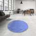 Round Patterned Sky Blue Rug in a Office, pat3983blu