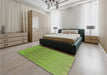 Patterned Pistachio Green Rug in a Bedroom, pat3983brn