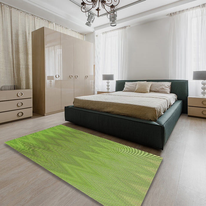 Patterned Pistachio Green Rug in a Bedroom, pat3983brn