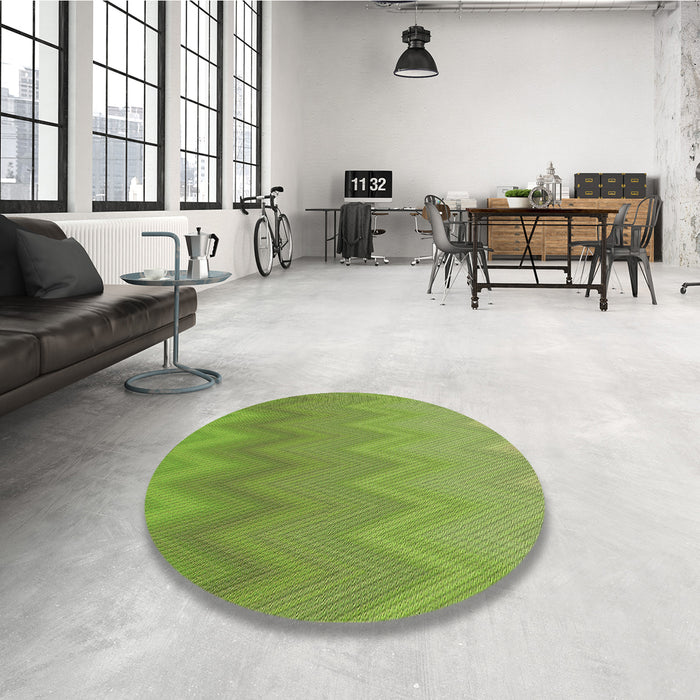Round Patterned Pistachio Green Rug in a Office, pat3983brn