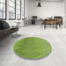 Round Patterned Pistachio Green Rug in a Office, pat3983brn