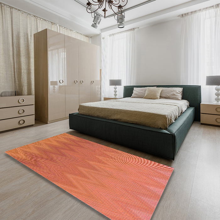 Patterned Bright Orange Rug in a Bedroom, pat3983rd