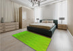 Patterned Bright Green Rug in a Bedroom, pat3983yw