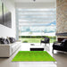 Square Patterned Bright Green Rug in a Living Room, pat3983yw