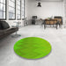 Round Patterned Bright Green Rug in a Office, pat3983yw