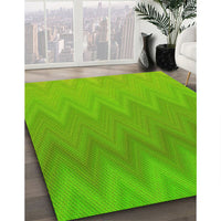 Patterned Bright Green Rug, pat3983yw