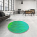 Round Patterned Spring Green Novelty Rug in a Office, pat3983