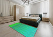 Machine Washable Transitional MediumSpring Green Rug in a Bedroom, wshpat3983