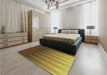 Patterned Dark Bronze Brown Rug in a Bedroom, pat3984brn