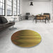 Round Patterned Dark Bronze Brown Rug in a Office, pat3984brn